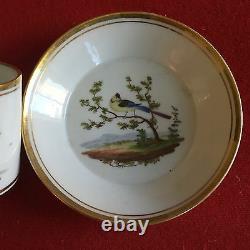 Antique 19th c. Dutch Amstel Porcelain Coffee Can Tea Cup & Saucer Bird Paris