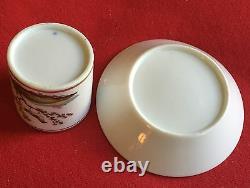 Antique 19th c. Dutch Amstel Porcelain Coffee Can Tea Cup & Saucer Bird Paris