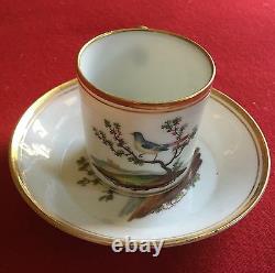 Antique 19th c. Dutch Amstel Porcelain Coffee Can Tea Cup & Saucer Bird Paris