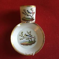 Antique 19th c. Dutch Amstel Porcelain Coffee Can Tea Cup & Saucer Bird Paris