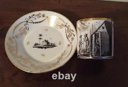 Antique 19th c. Empire Old Paris Porcelain Tea Cup & Saucer French Coffee Can