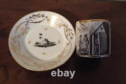 Antique 19th c. Empire Old Paris Porcelain Tea Cup & Saucer French Coffee Can