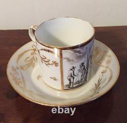 Antique 19th c. Empire Old Paris Porcelain Tea Cup & Saucer French Coffee Can