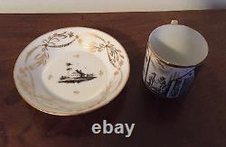 Antique 19th c. Empire Old Paris Porcelain Tea Cup & Saucer French Coffee Can