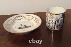 Antique 19th c. Empire Old Paris Porcelain Tea Cup & Saucer French Coffee Can