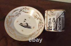 Antique 19th c. Empire Old Paris Porcelain Tea Cup & Saucer French Coffee Can