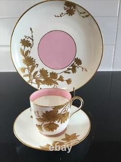 Antique 19th c. English Gold And Pink Luster Tea Cup & Saucer & Matching Plate