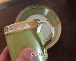 Antique 19th c. Old Paris Porcelain Green Grisaille Gold Coffee Can Tea Cup 1800