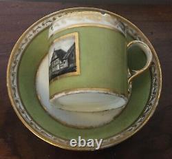 Antique 19th c. Old Paris Porcelain Green Grisaille Gold Coffee Can Tea Cup 1800