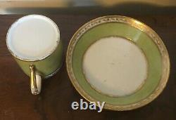 Antique 19th c. Old Paris Porcelain Green Grisaille Gold Coffee Can Tea Cup 1800