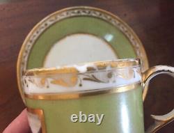 Antique 19th c. Old Paris Porcelain Green Grisaille Gold Coffee Can Tea Cup 1800