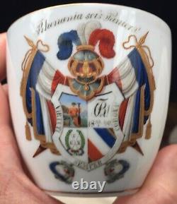 Antique 19th c. Paris or German Porcelain Tea Cup Corps Rhenania Heidelberg Arms