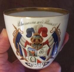 Antique 19th c. Paris or German Porcelain Tea Cup Corps Rhenania Heidelberg Arms