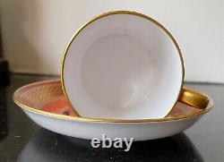 Antique 19th c. Spode burnt orange asian Porcelain Tea Cup can & Saucer