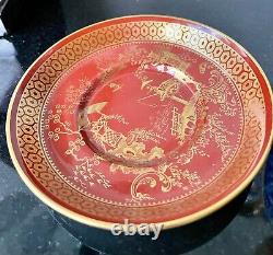 Antique 19th c. Spode burnt orange asian Porcelain Tea Cup can & Saucer