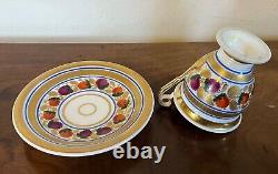 Antique 19th century Paris Porcelain French Empire Tea Cup & Saucer Gilt Gold