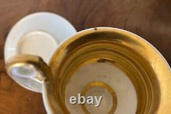 Antique 19th century Paris Porcelain French Empire Tea Cup & Saucer Gilt Gold