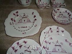 Antique 19th century staffordshire pearlware pink luster plate tea cups saucers