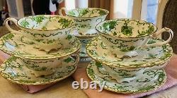 Antique? (6)Cauldon England Higgins & Seiter NY Teacups & Saucers, Green Floral