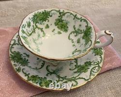 Antique? (6)Cauldon England Higgins & Seiter NY Teacups & Saucers, Green Floral