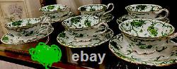 Antique? (6)Cauldon England Higgins & Seiter NY Teacups & Saucers, Green Floral