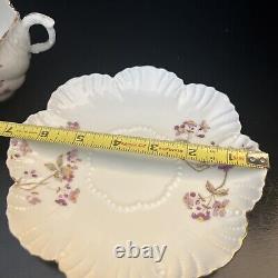Antique A. Lanternier LIMOGES FRANCE Moustache 1890s Tea Cup Saucer Gold Floral