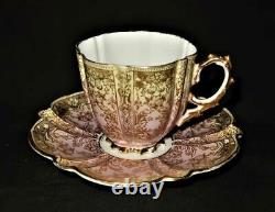 Antique Aynsley Bone China Coffee or Tea Cup & Saucer Set, 123530 Pink & Gold