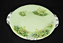 Antique Aynsley Bone China Tea Cup, Saucer Handled Plate Set C897/1 Green Floral