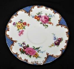 Antique Aynsley Bone China Tea Cup, Saucer Plate Handled Plate Wilton Blue B971