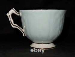 Antique Aynsley Bone China Tea Cup Saucer & Plate Set 27189 Cabbage Rose Lt Blue