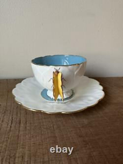 Antique Aynsley Butterfly Handle Bone China Teacup & Saucer Rare
