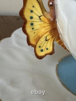 Antique Aynsley Butterfly Handle Bone China Teacup & Saucer Rare
