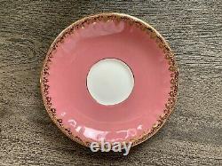 Antique Aynsley Cup Saucer, Pink Cabbage Rose Pink With Gold Gilding