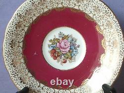Antique Aynsley JA Bailey hand painted pink rose red bone china tea cup teacup