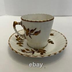Antique Aynsley Tea Cup & Saucer Demitasse Gilt Floral Beaded Gold Trim 56130