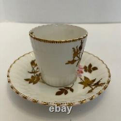 Antique Aynsley Tea Cup & Saucer Demitasse Gilt Floral Beaded Gold Trim 56130