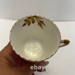 Antique Aynsley Tea Cup & Saucer Demitasse Gilt Floral Beaded Gold Trim 56130