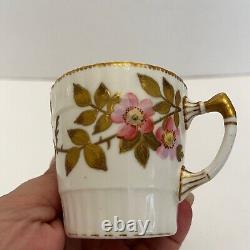 Antique Aynsley Tea Cup & Saucer Demitasse Gilt Floral Beaded Gold Trim 56130