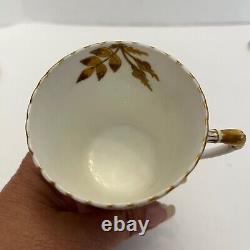 Antique Aynsley Tea Cup & Saucer Demitasse Gilt Floral Beaded Gold Trim 56130