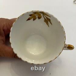 Antique Aynsley Tea Cup & Saucer Demitasse Gilt Floral Beaded Gold Trim 56130