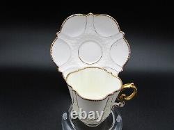 Antique Aynsley Teacup and Saucer Warm White with Gold Trim Scalloped Edges