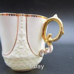 Antique Aynsley Teacup and Saucer Warm White with Gold Trim Scalloped Edges