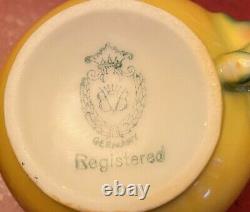 Antique Beyer & Bock Deco Teacup & Pitcher Porcelain Cat Handle Germany rare