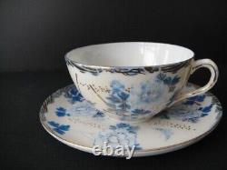 Antique Blue Floral and Butterfly Estate Tea Cup & Saucer Really Lovely