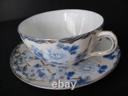 Antique Blue Floral and Butterfly Estate Tea Cup & Saucer Really Lovely