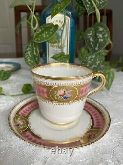 Antique Brown Westhead & Moore Pink Teacup and Saucer