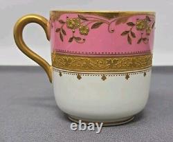 Antique Brownfield's Pink & Gold Demitasse Tea Cup & Saucer, Aesthetic Period