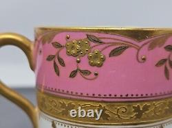 Antique Brownfield's Pink & Gold Demitasse Tea Cup & Saucer, Aesthetic Period