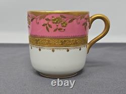 Antique Brownfield's Pink & Gold Demitasse Tea Cup & Saucer, Aesthetic Period