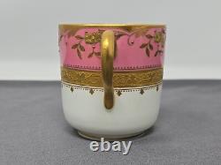 Antique Brownfield's Pink & Gold Demitasse Tea Cup & Saucer, Aesthetic Period